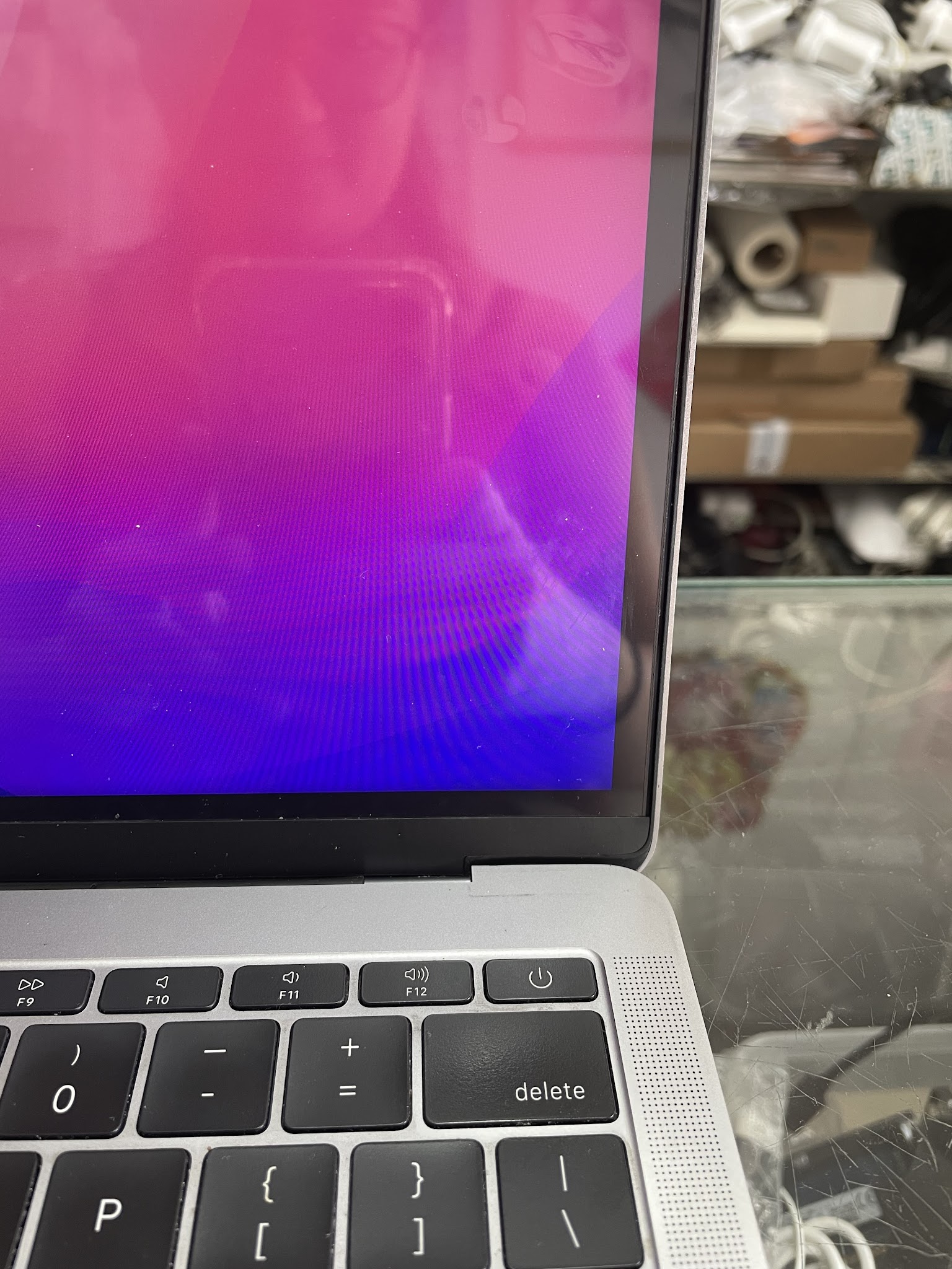 Repaired laptop display screen after replacement